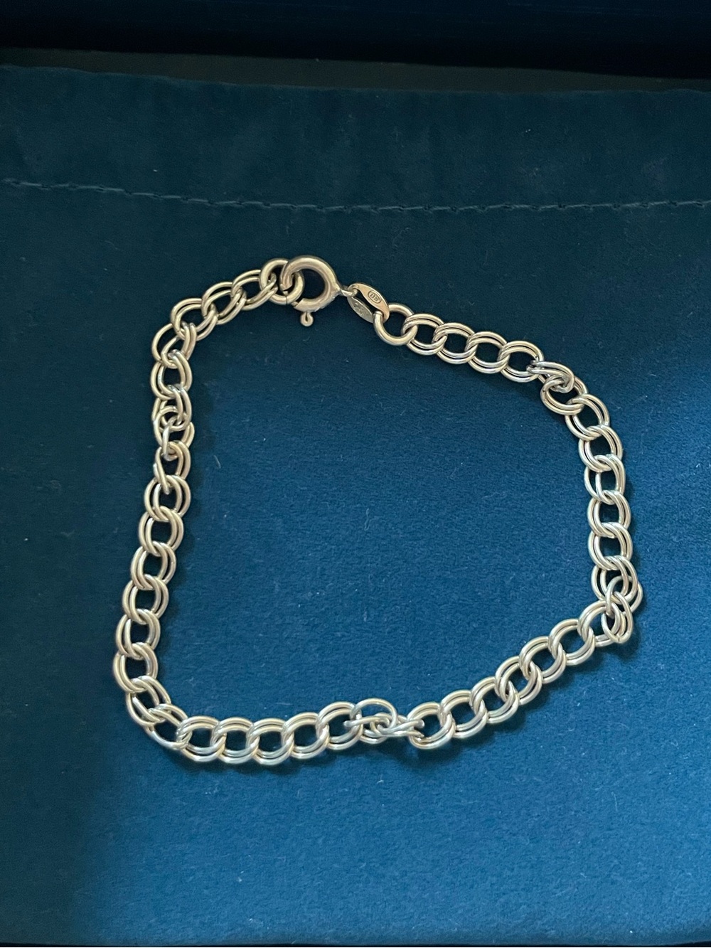 Sterling Silver 925 8” double link vintage charm bracelet